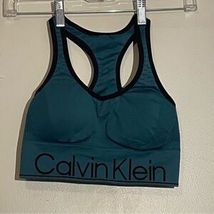 Calvin Kline S/P/CH performance quick dry sports Bra green with black trim
